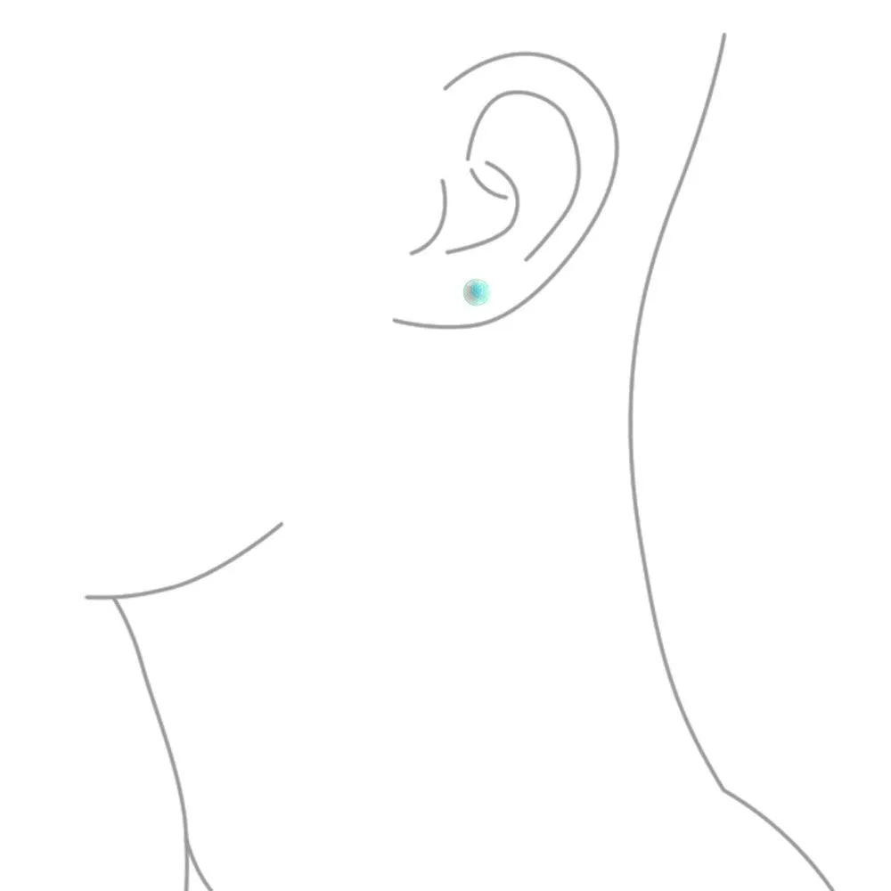 Minimalist Drop Ball Earrings with Opalescent Opal Beads - October Birthstone 6MM