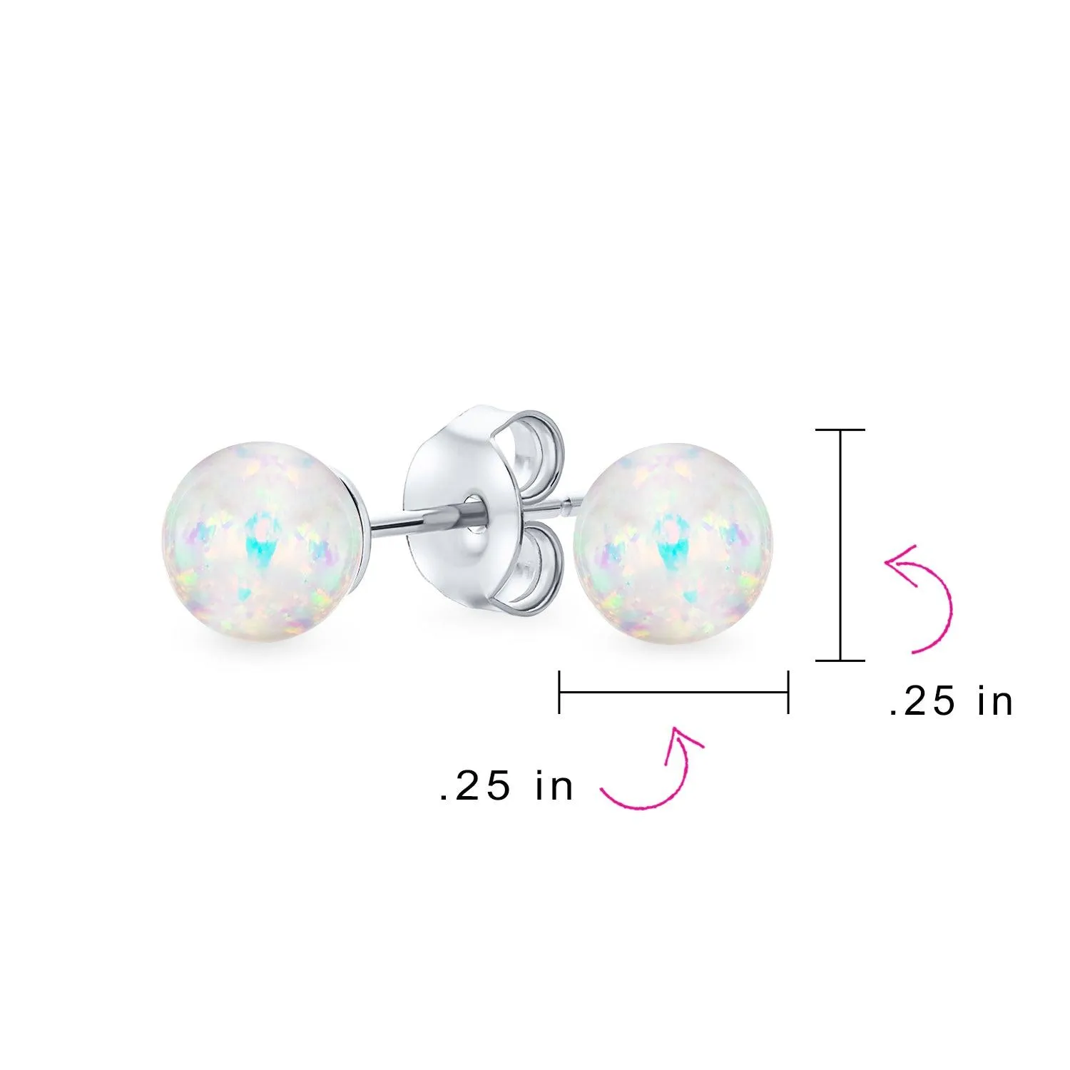 Minimalist Drop Ball Earrings with Opalescent Opal Beads - October Birthstone 6MM