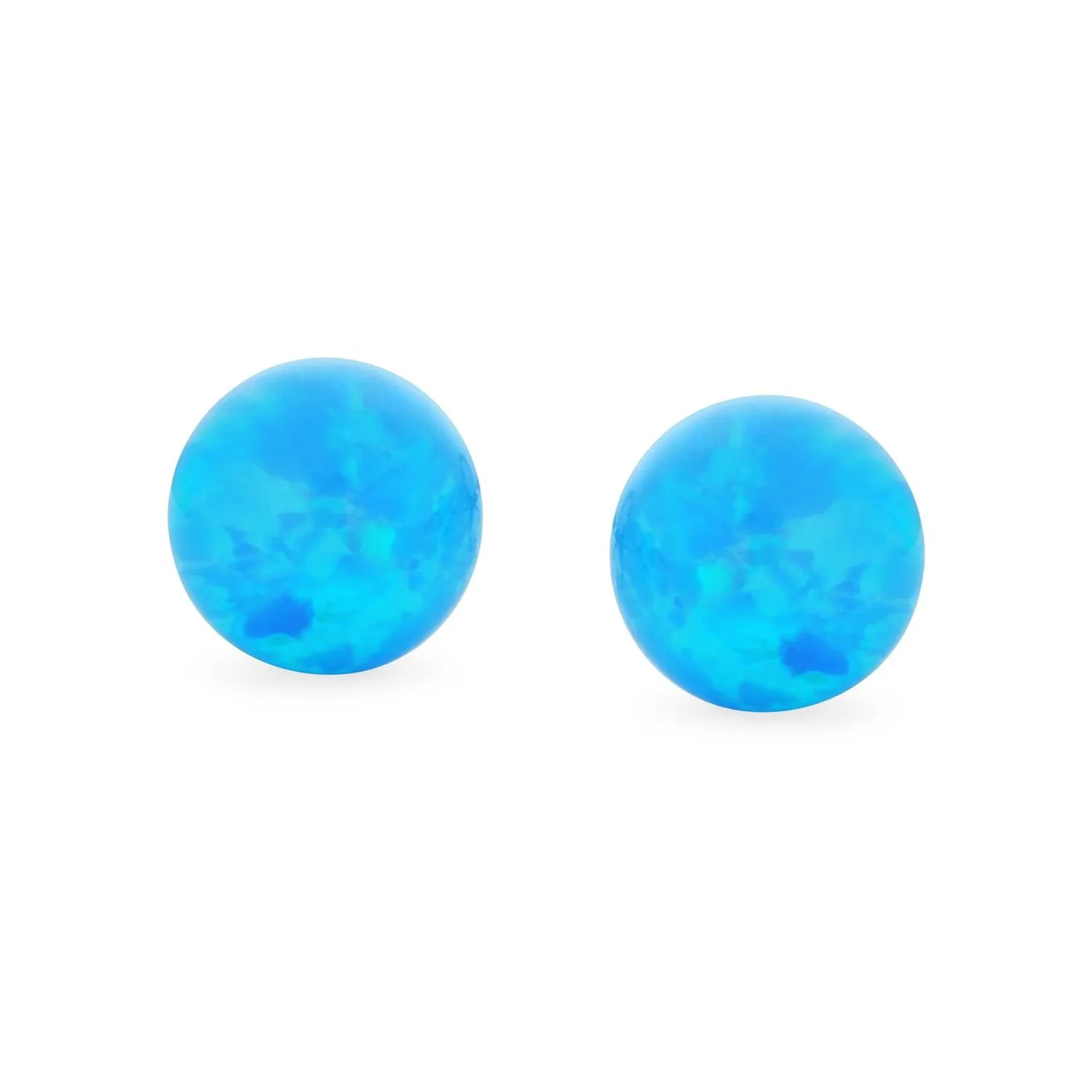 Minimalist Drop Ball Earrings with Opalescent Opal Beads - October Birthstone 6MM