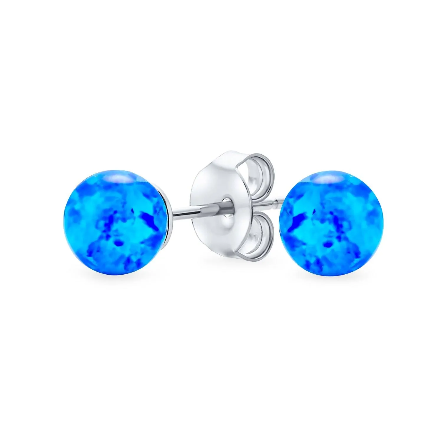Minimalist Drop Ball Earrings with Opalescent Opal Beads - October Birthstone 6MM
