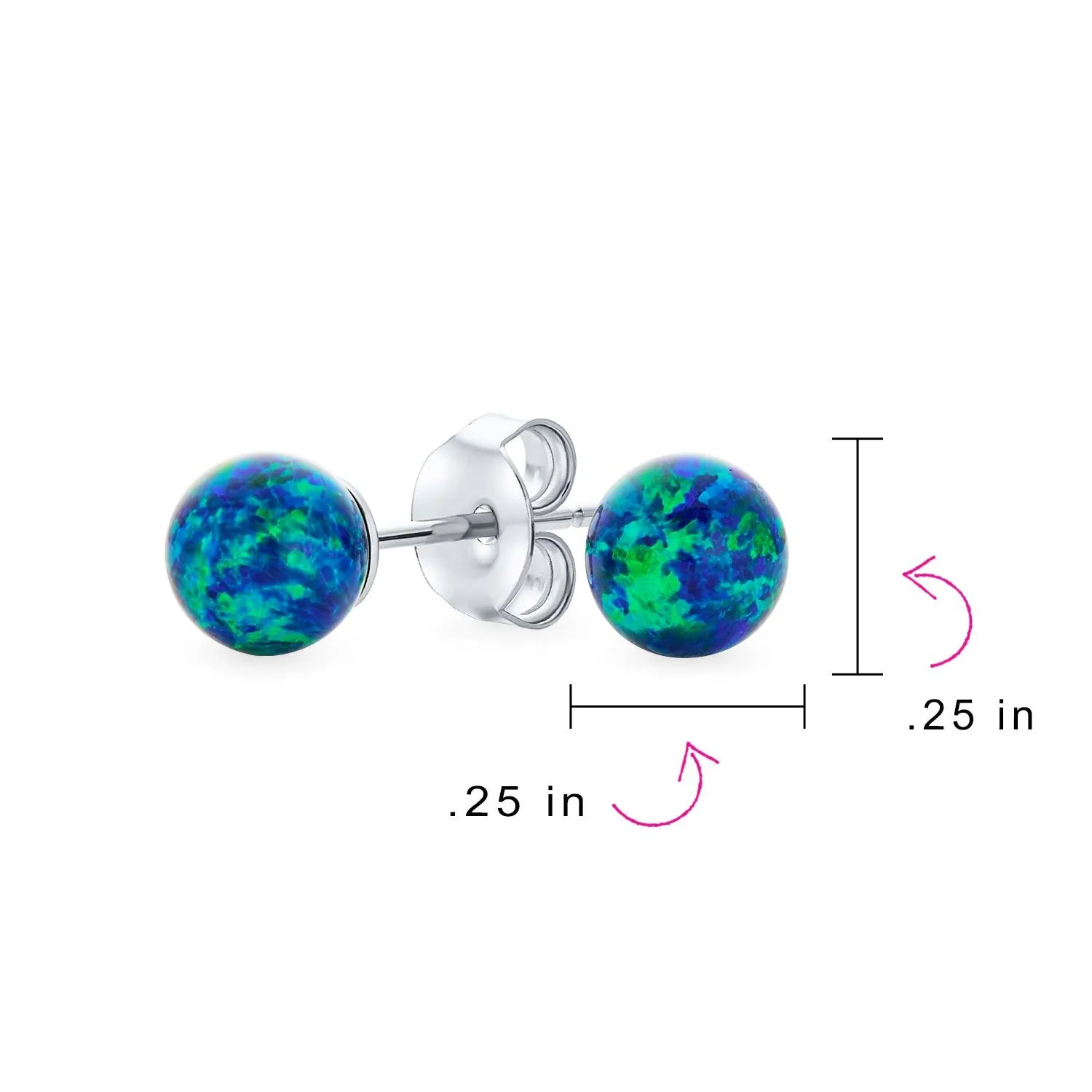 Minimalist Drop Ball Earrings with Opalescent Opal Beads - October Birthstone 6MM