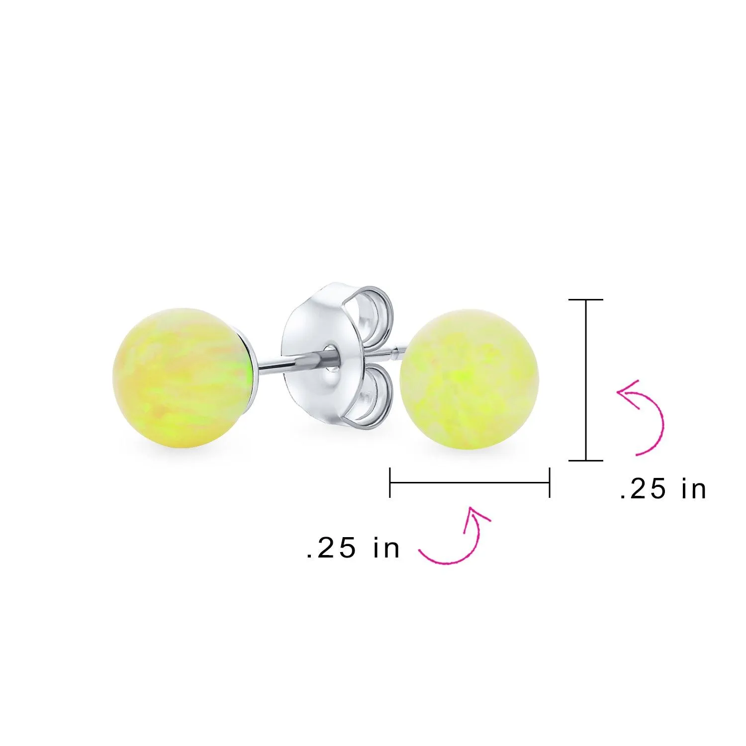 Minimalist Drop Ball Earrings with Opalescent Opal Beads - October Birthstone 6MM