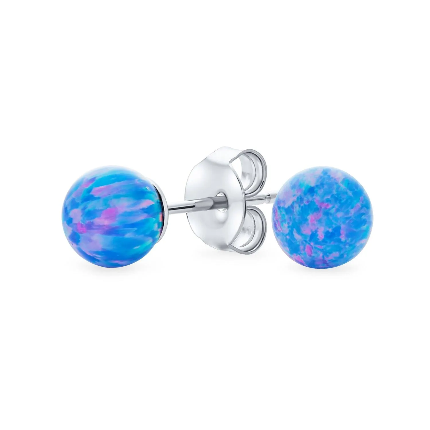 Minimalist Drop Ball Earrings with Opalescent Opal Beads - October Birthstone 6MM