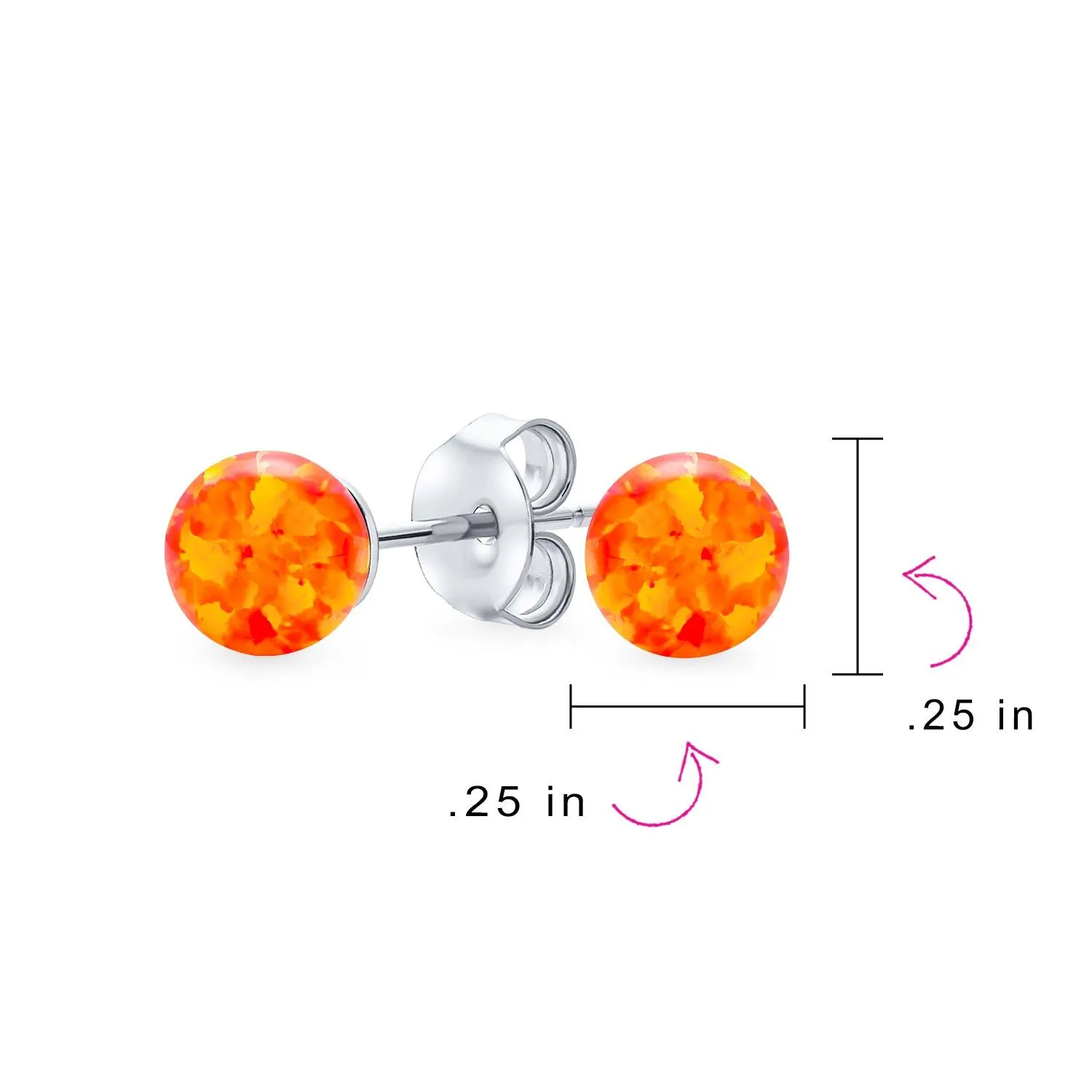 Minimalist Drop Ball Earrings with Opalescent Opal Beads - October Birthstone 6MM