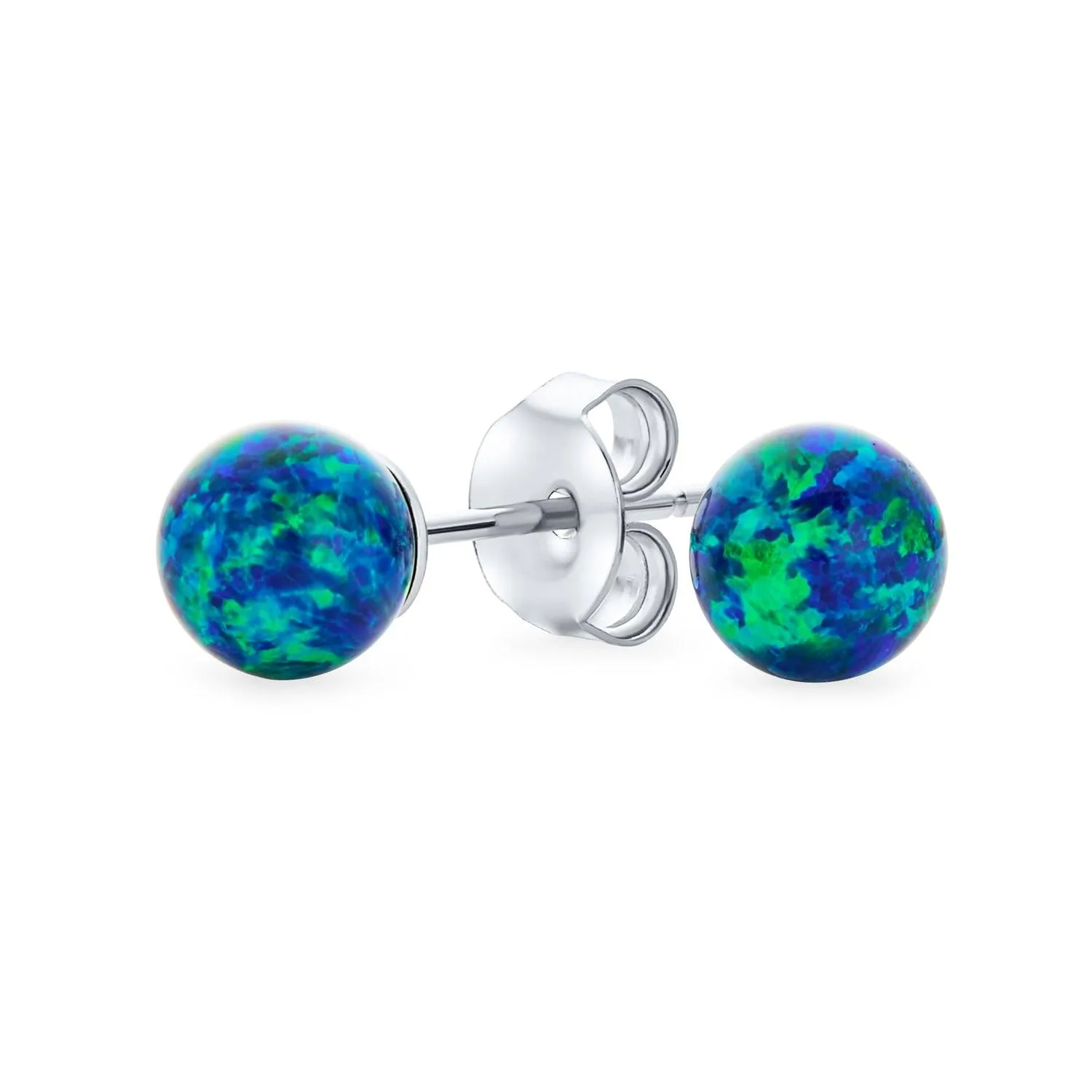 Minimalist Drop Ball Earrings with Opalescent Opal Beads - October Birthstone 6MM