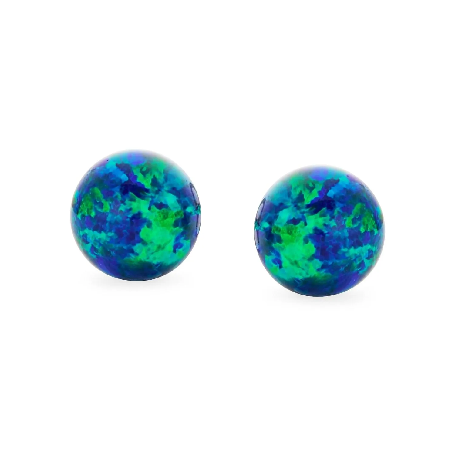 Minimalist Drop Ball Earrings with Opalescent Opal Beads - October Birthstone 6MM