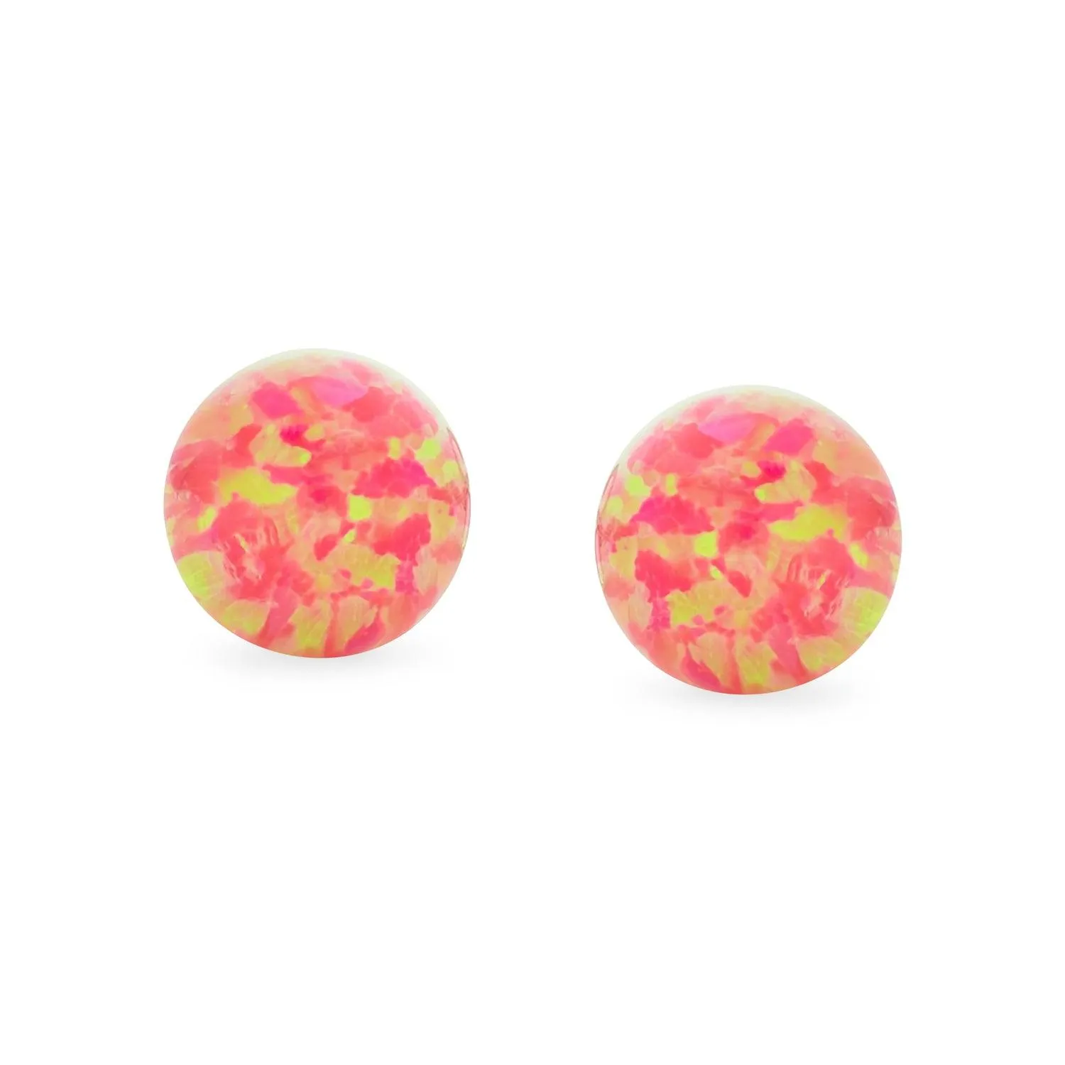 Minimalist Drop Ball Earrings with Opalescent Opal Beads - October Birthstone 6MM