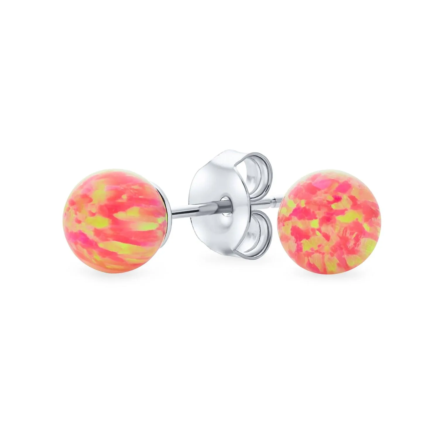 Minimalist Drop Ball Earrings with Opalescent Opal Beads - October Birthstone 6MM
