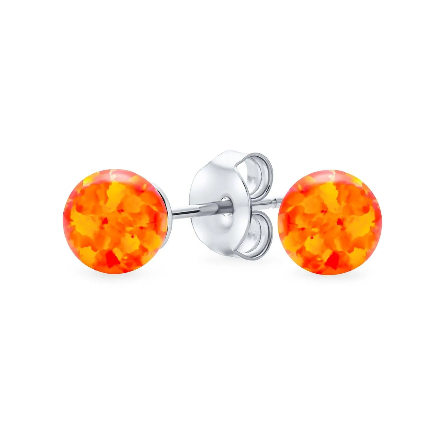 Minimalist Drop Ball Earrings with Opalescent Opal Beads - October Birthstone 6MM