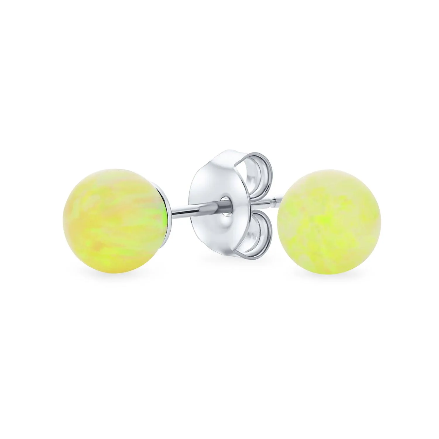 Minimalist Drop Ball Earrings with Opalescent Opal Beads - October Birthstone 6MM