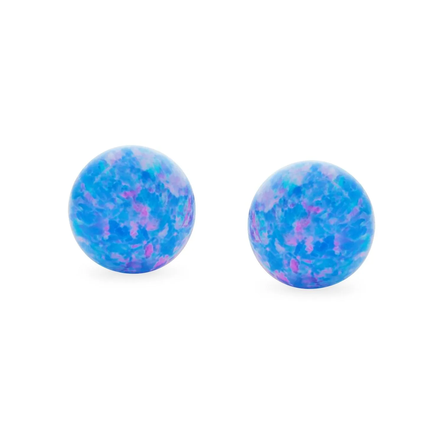 Minimalist Drop Ball Earrings with Opalescent Opal Beads - October Birthstone 6MM