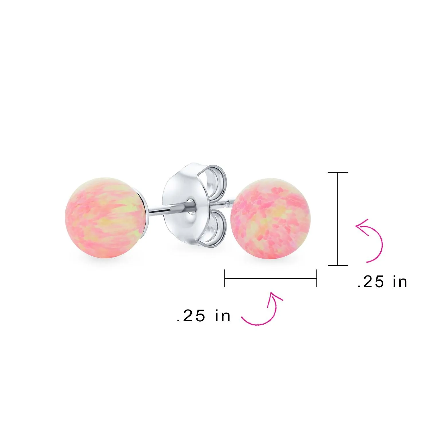 Minimalist Drop Ball Earrings with Opalescent Opal Beads - October Birthstone 6MM