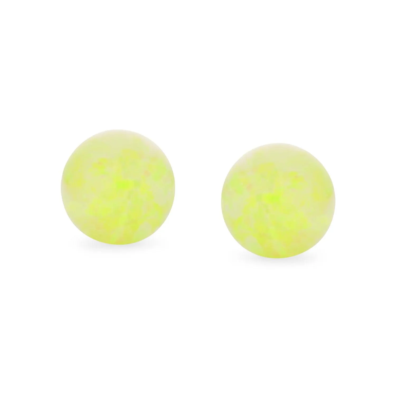 Minimalist Drop Ball Earrings with Opalescent Opal Beads - October Birthstone 6MM