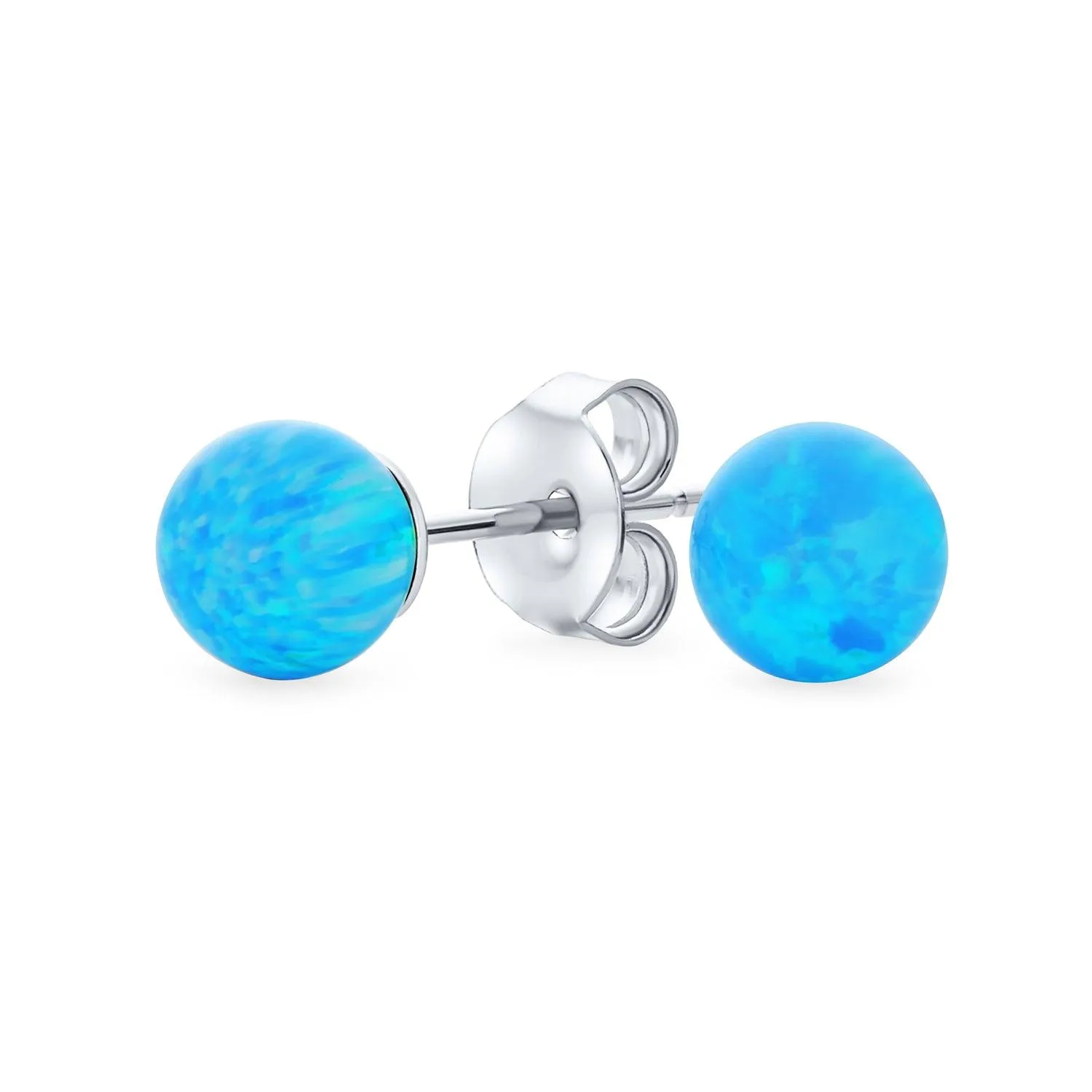 Minimalist Drop Ball Earrings with Opalescent Opal Beads - October Birthstone 6MM