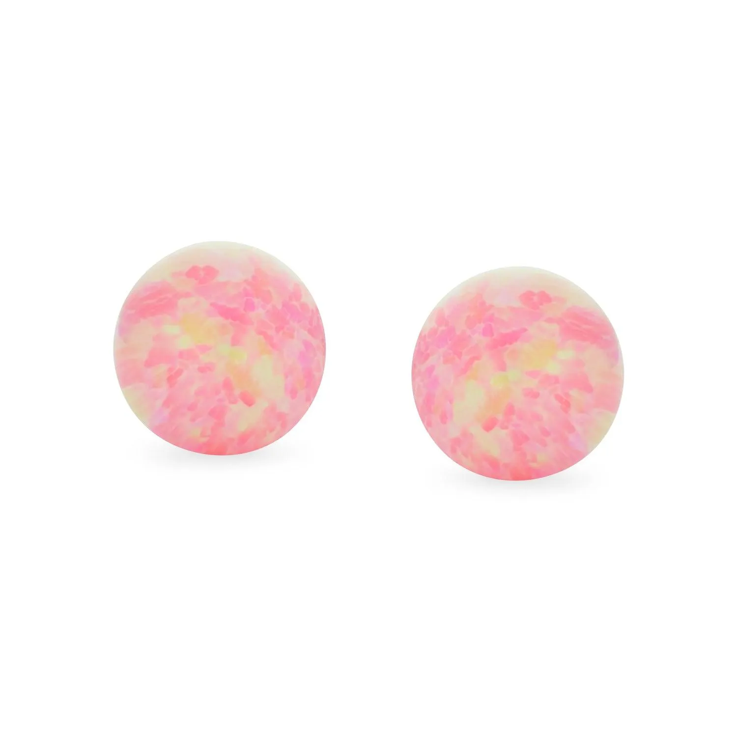 Minimalist Drop Ball Earrings with Opalescent Opal Beads - October Birthstone 6MM