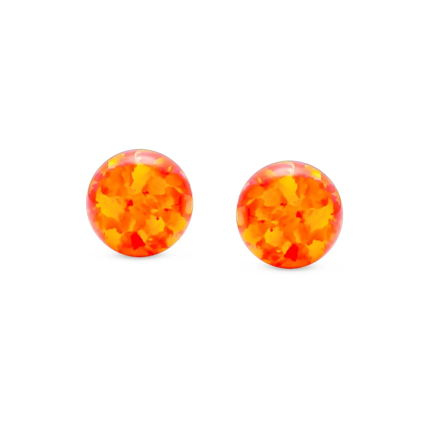 Minimalist Drop Ball Earrings with Opalescent Opal Beads - October Birthstone 6MM