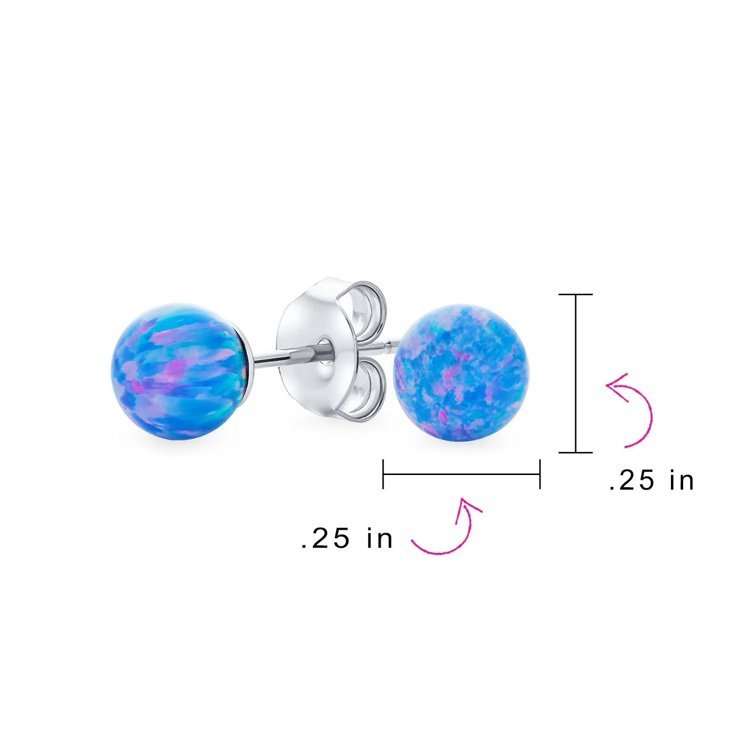 Minimalist Drop Ball Earrings with Opalescent Opal Beads - October Birthstone 6MM