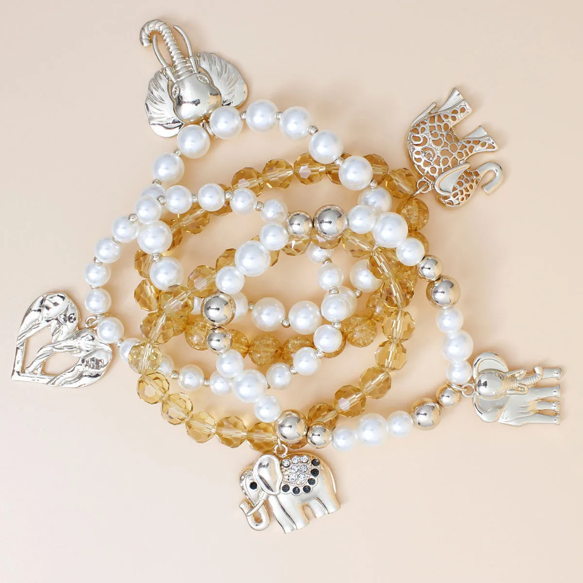 Mixed Gold Bead Elephant Bracelets