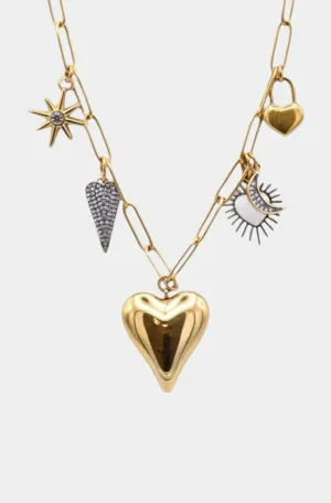 Moon and Back Charm Necklace