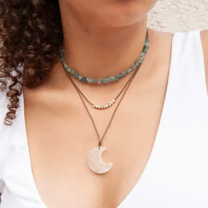 Moonstone - Stone Crescent Necklace