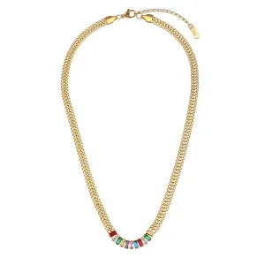 Multicolor zircon Cuban chain tennis necklace