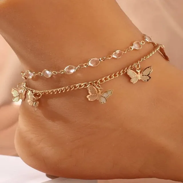 Multilayer Rhinestone Chain Charm Bracelets For Women