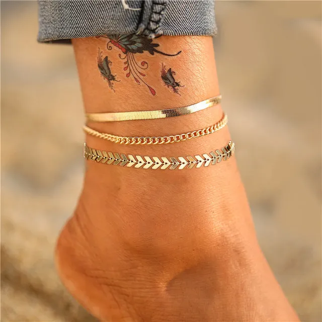 Multilayer Rhinestone Chain Charm Bracelets For Women