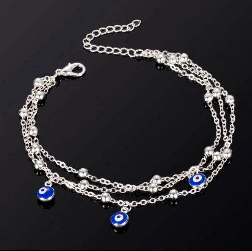 Multiple Layers Turkish Blue Evil Eyes Ankle Bracelet