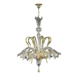 Murano Chandelier - 6 Bulbs - Transparent amber