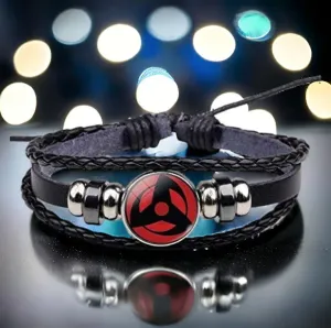 Naruto Itachi Uchiha Mangekyou Sharingan Cosplay Braided Anime Leather Bracelet