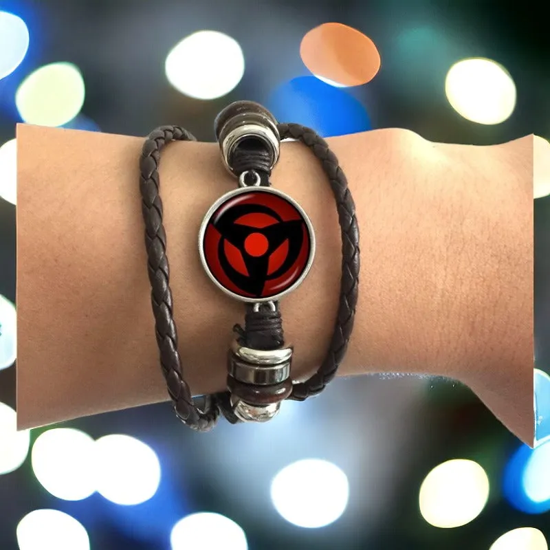 Naruto Itachi Uchiha Mangekyou Sharingan Cosplay Braided Anime Leather Bracelet