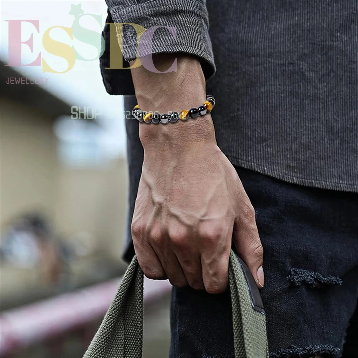 Natural Men for Magnetic Health Protection Tiger Eye Black Obsidian Hematite Beads Bracelets Women Soul Jewelry Gift for Family