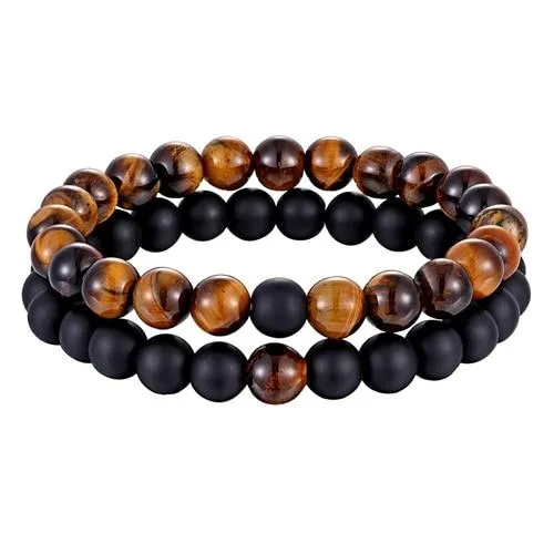 Natural Stone Distance Bracelets (2 pc)