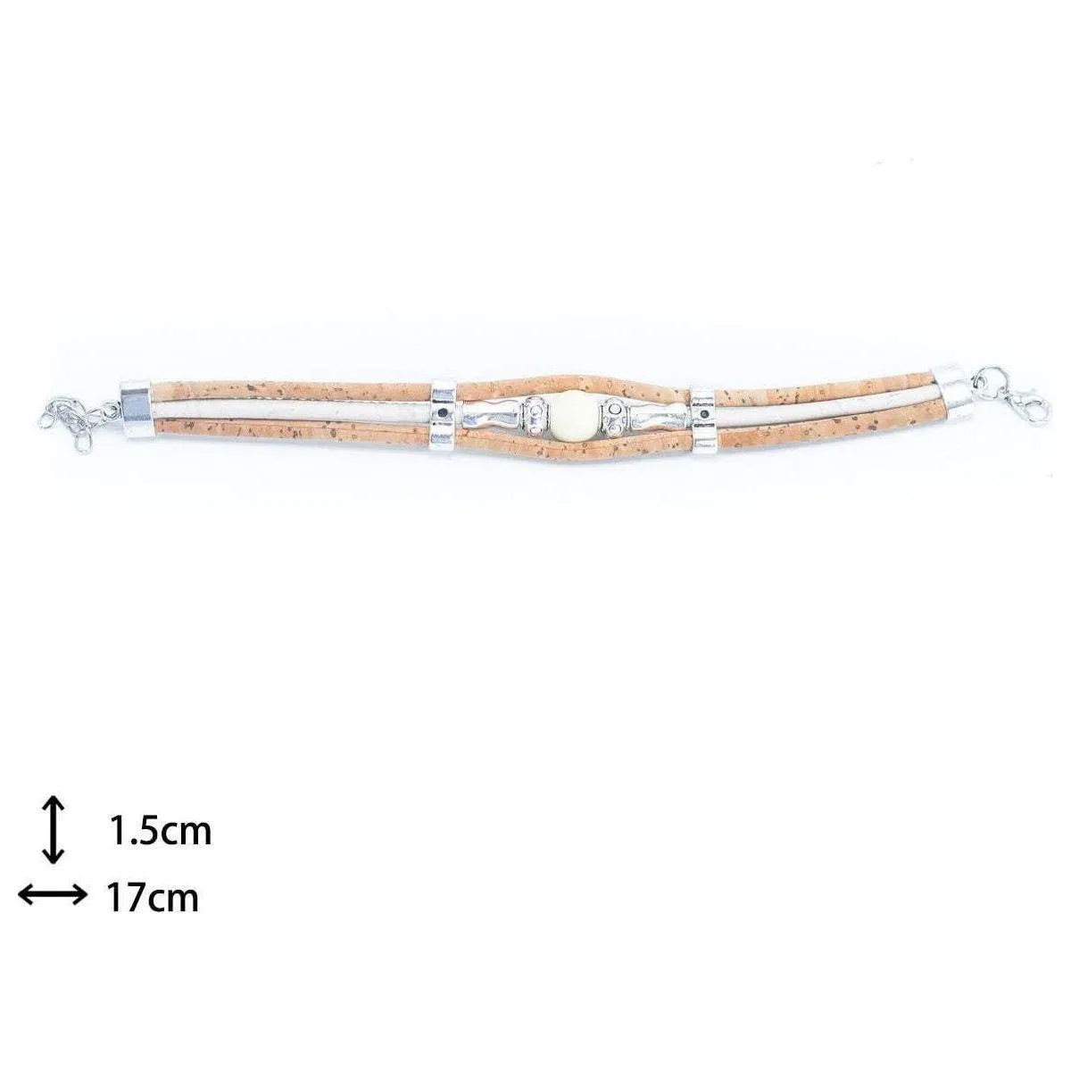 Natural tri-cork with ceramic beads bracelet, Cork from Portugal