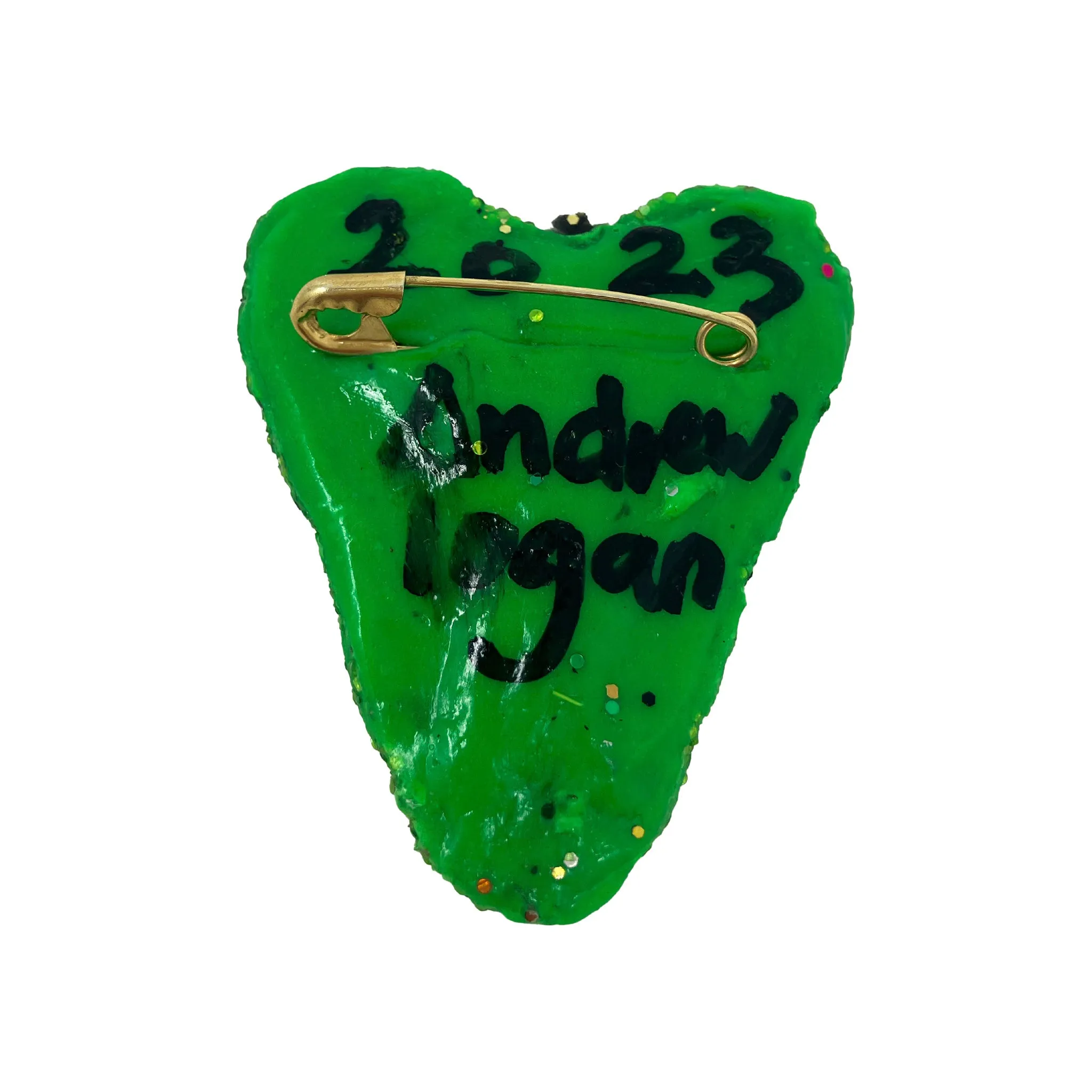 NEON GREEN AVENTURINE HEART BROOCH, 2023