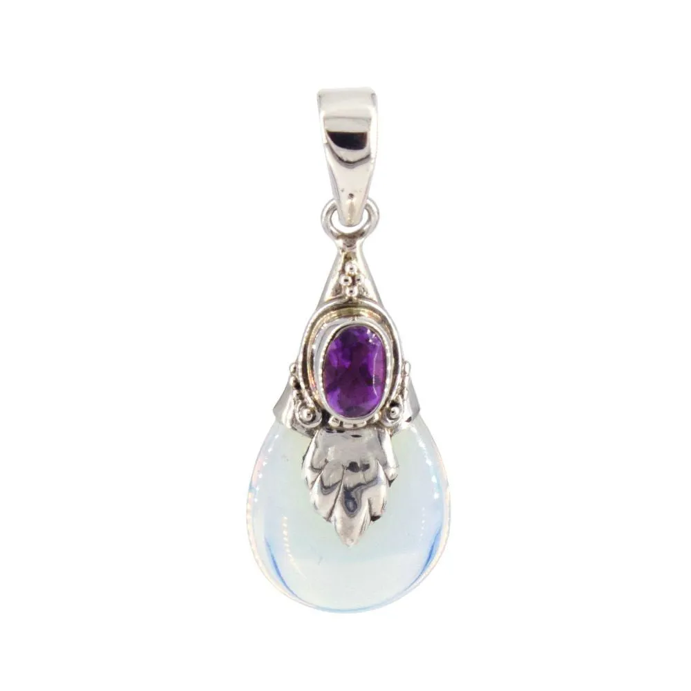 Opalite Amethyst Silver Pendant
