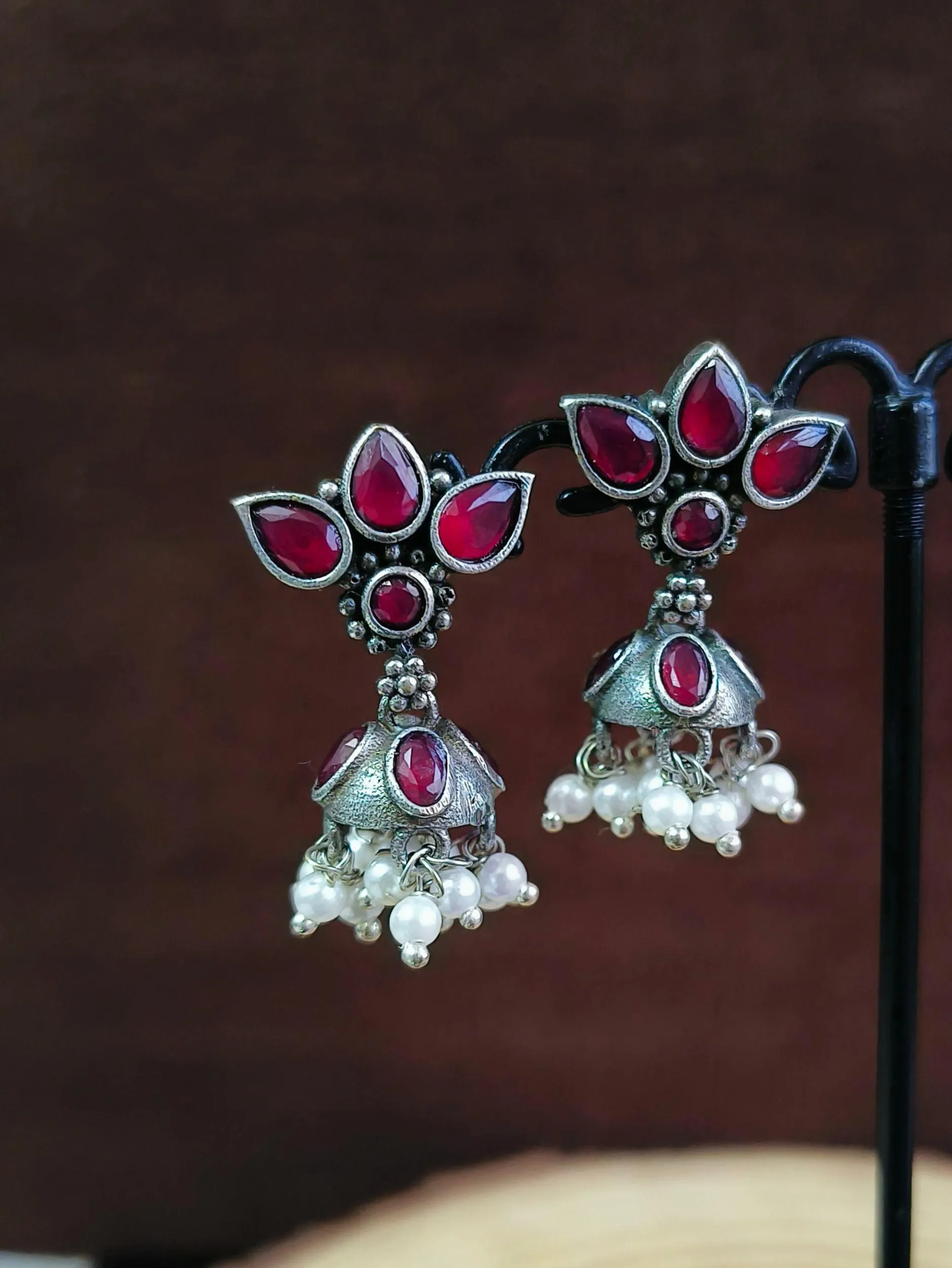 Oxidised Pearl Jhumki | Sarichka