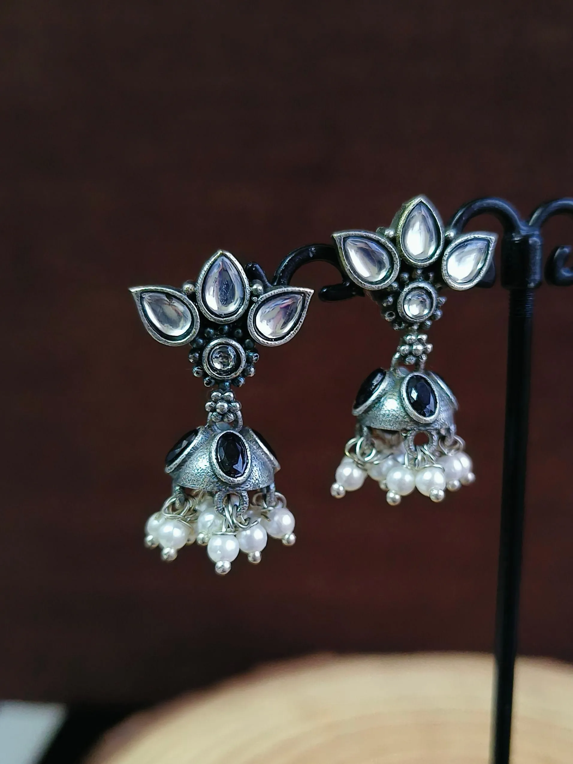 Oxidised Pearl Jhumki | Sarichka