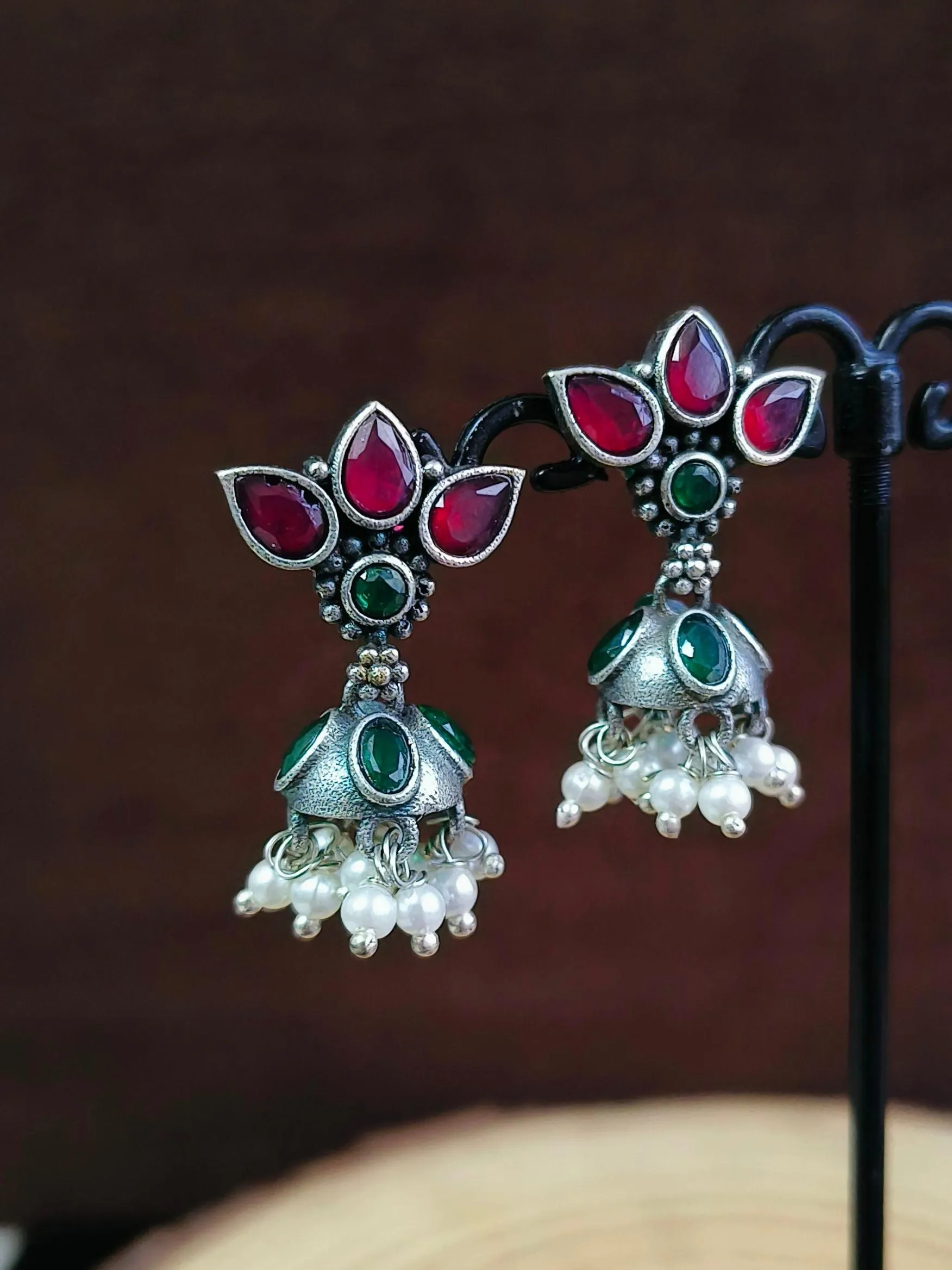 Oxidised Pearl Jhumki | Sarichka