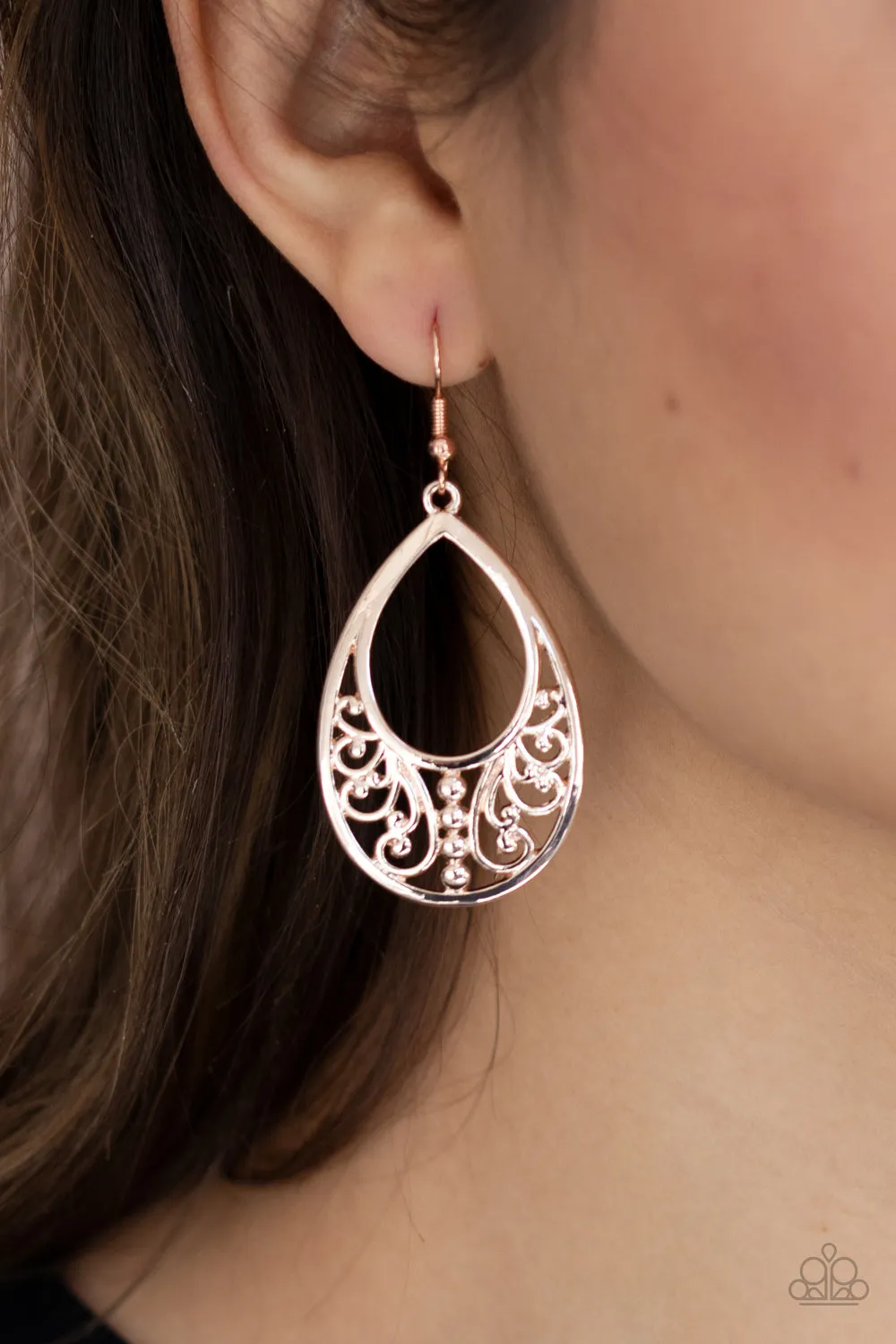 Paparazzi Stylish Serpentine Rose Gold Fishhook Earrings