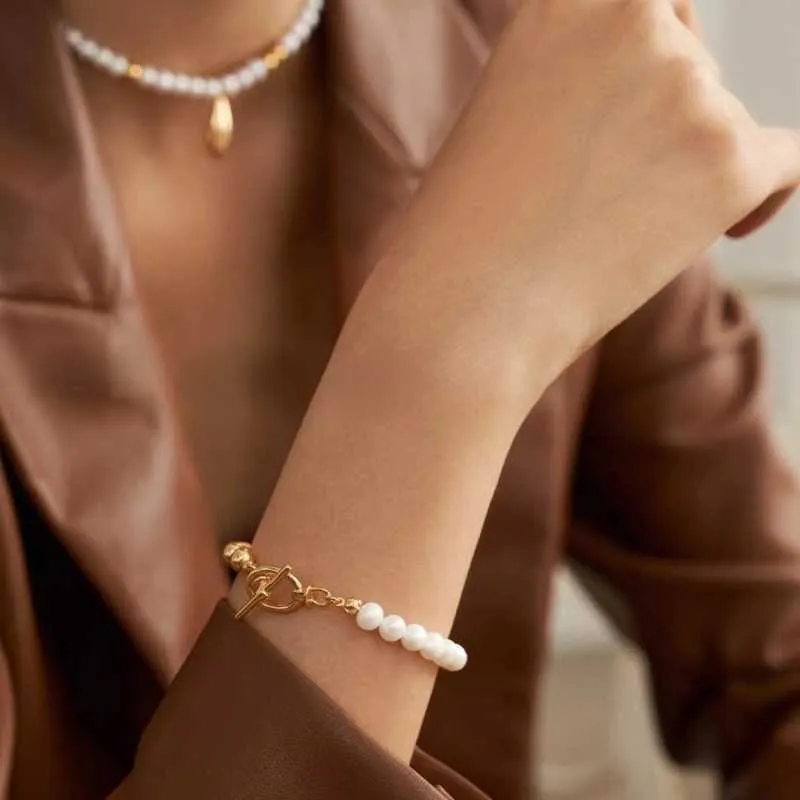 Pearl Bead Necklace -Gold Vermeil 