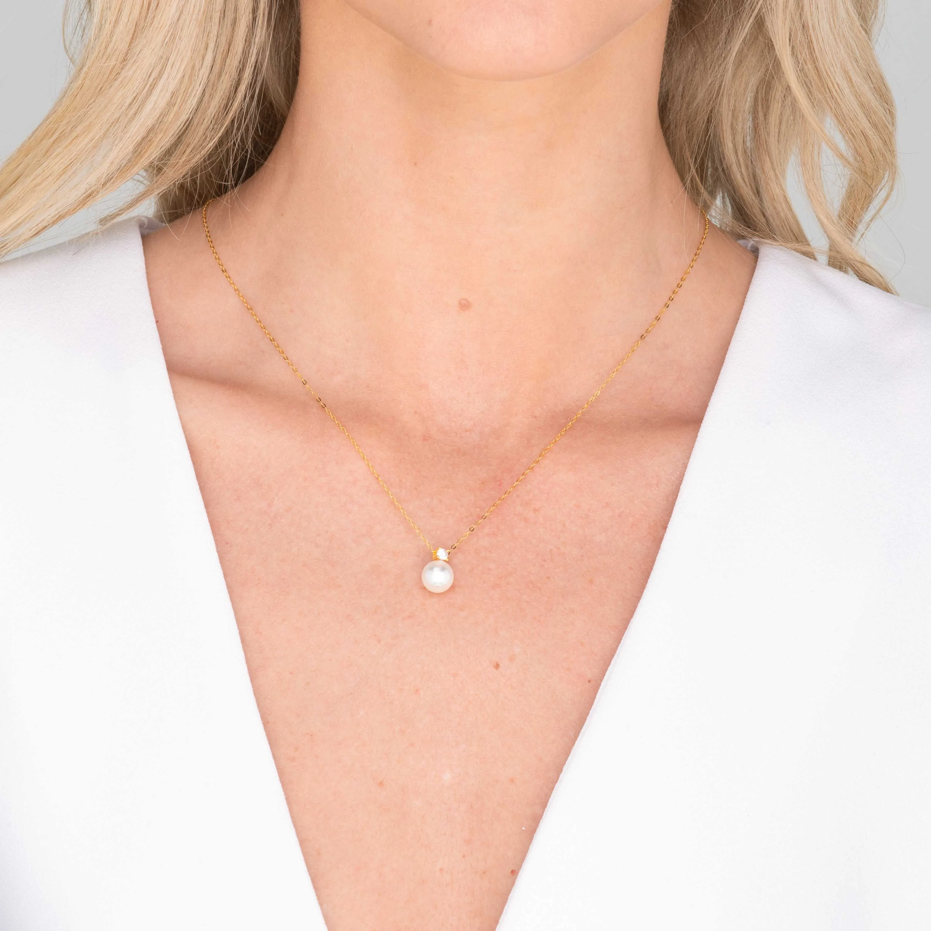 Pearl Solitaire Moissanite Necklace