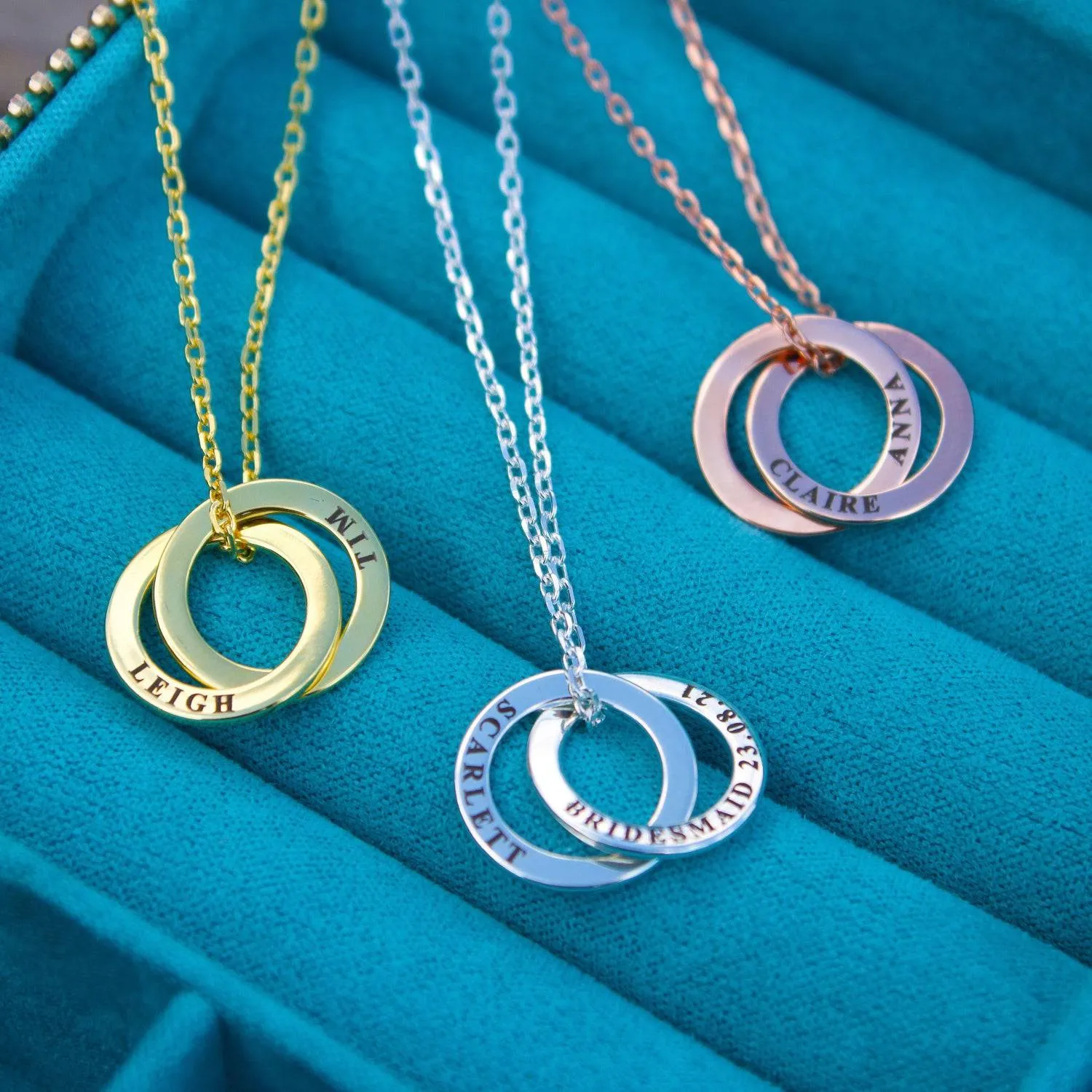 Personalised Two Ring Rose Gold Necklace