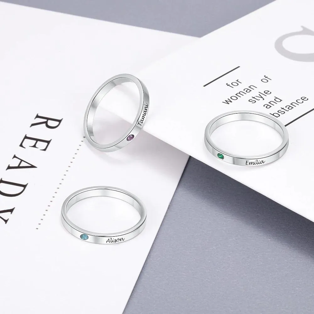 Personalized Birth Stone and Name Ring