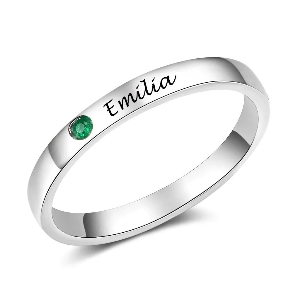 Personalized Birth Stone and Name Ring