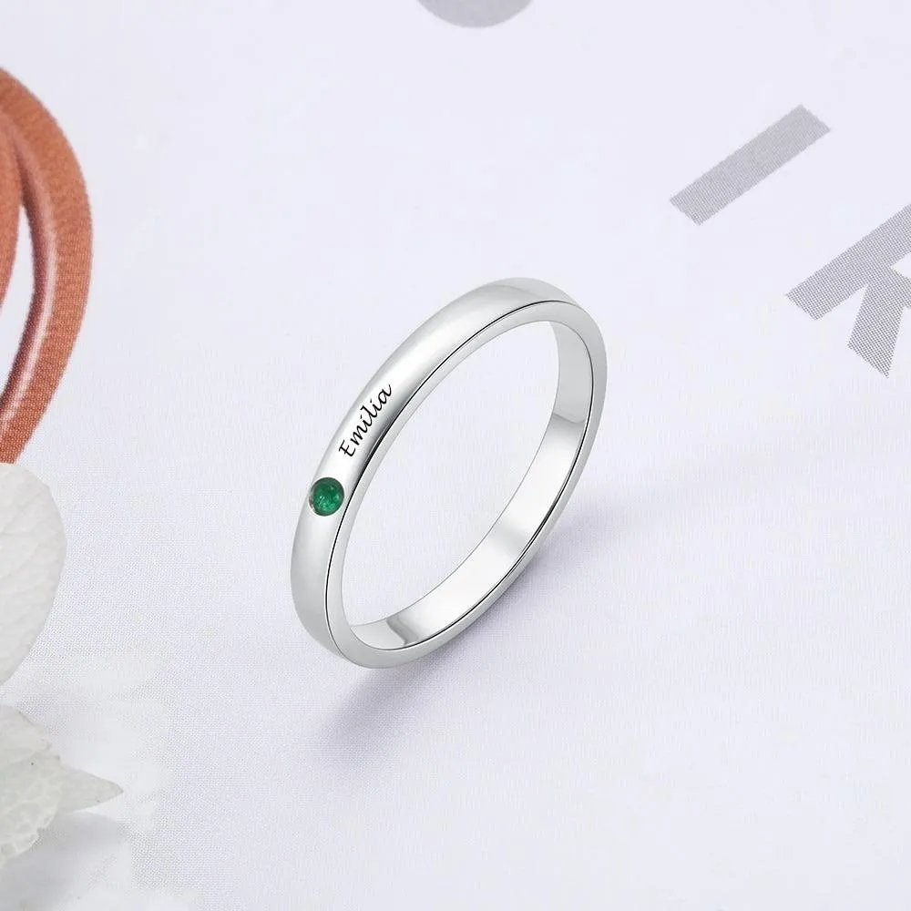 Personalized Birth Stone and Name Ring