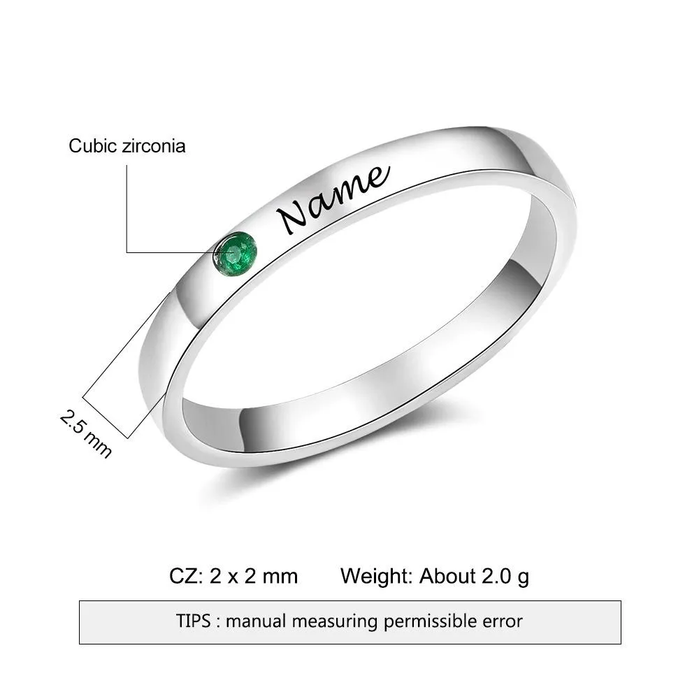 Personalized Birth Stone and Name Ring
