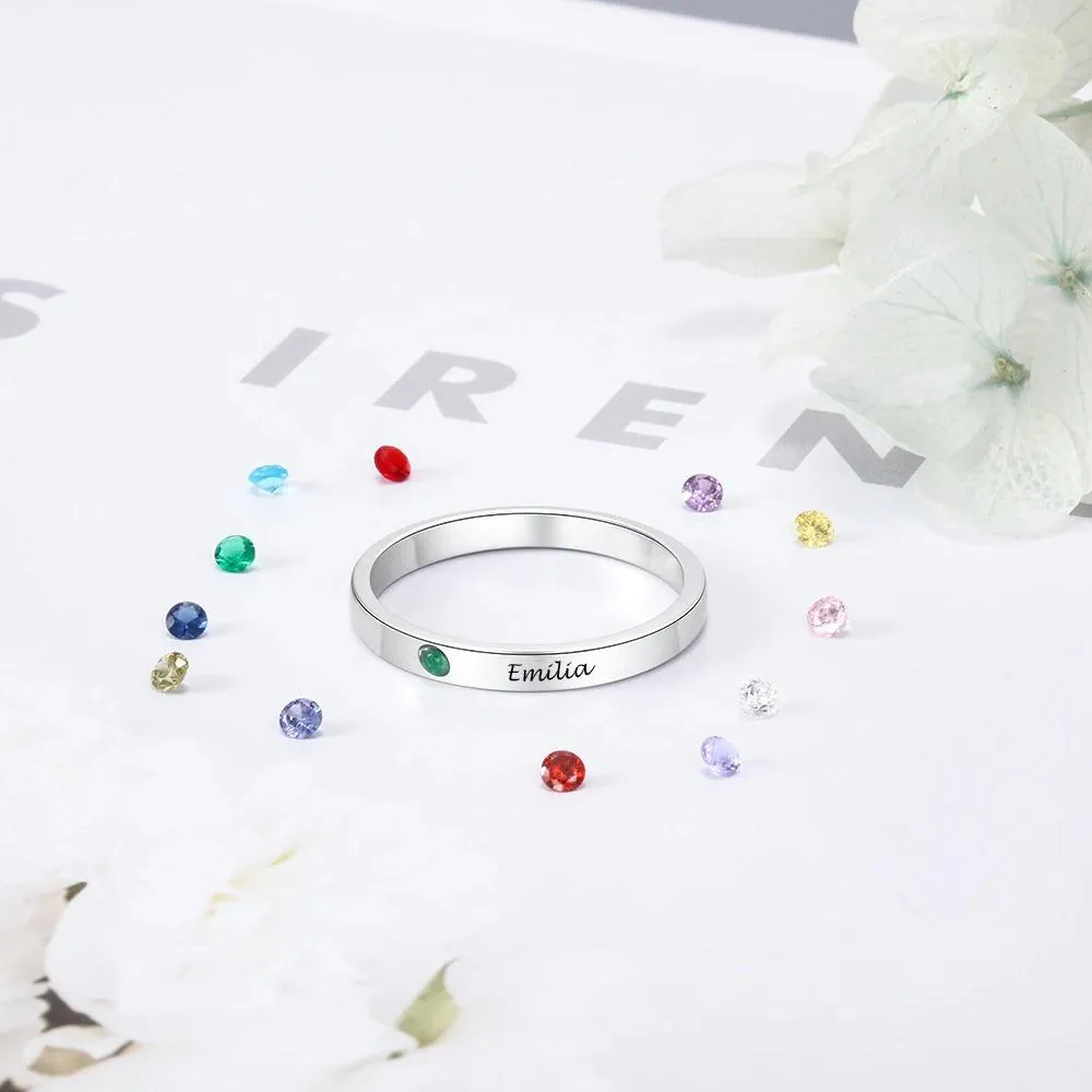 Personalized Birth Stone and Name Ring