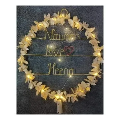 Personalized Floral Rings With Fairy Light - Personalized Wreaths