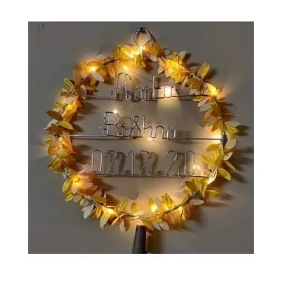 Personalized Floral Rings With Fairy Light - Personalized Wreaths